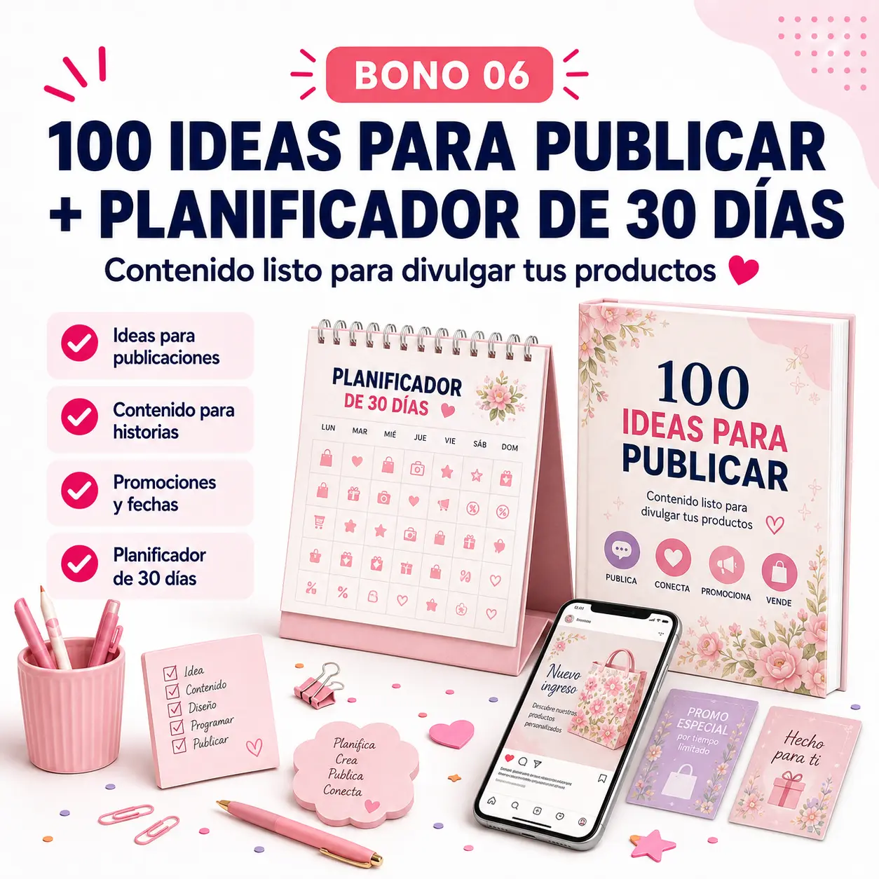 100 IDEAS PARA PUBLICAR + PLANIFICADOR DE 30 DÍAS